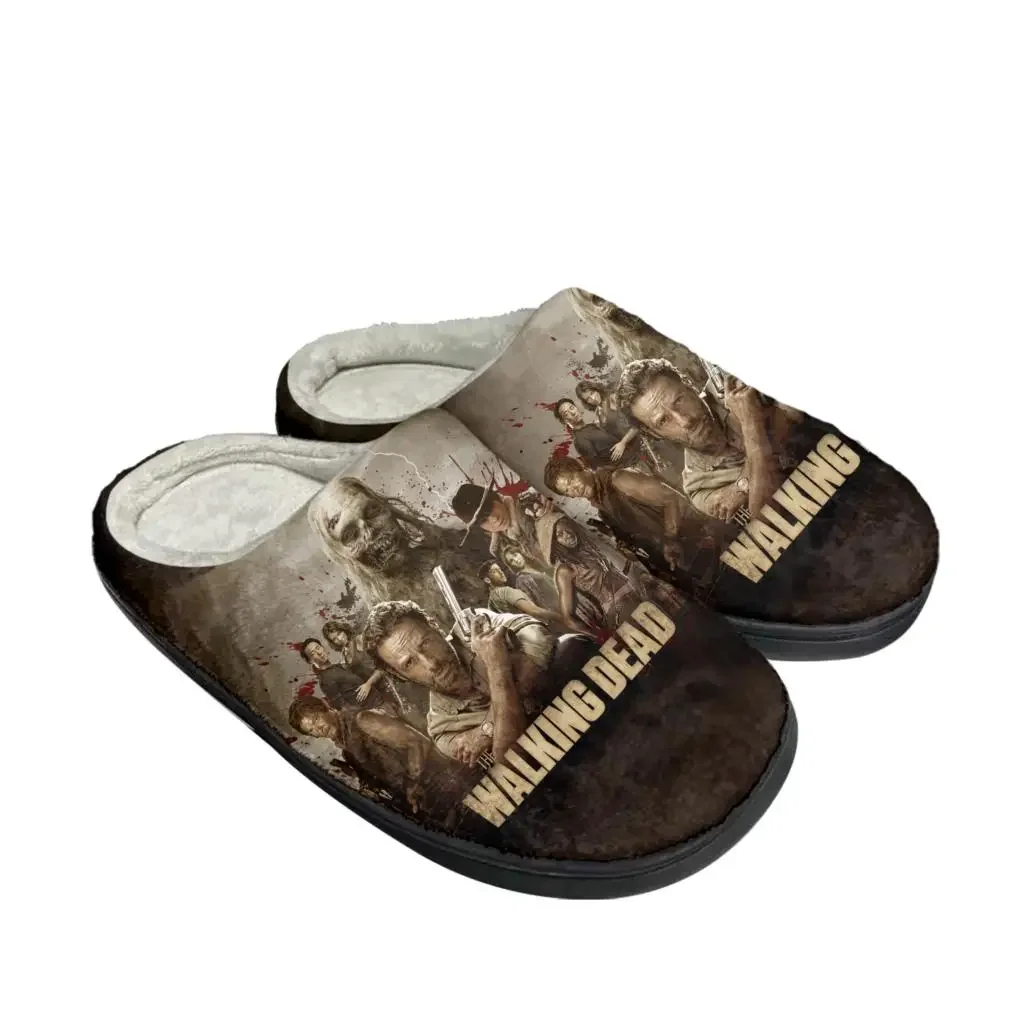 Men Shoes Winter - ウォーキングデッドホラーホームコットンスリッパ男性女性ぬいぐるみ寝室カジュアル保温靴サーマルスリッパカスタム靴
