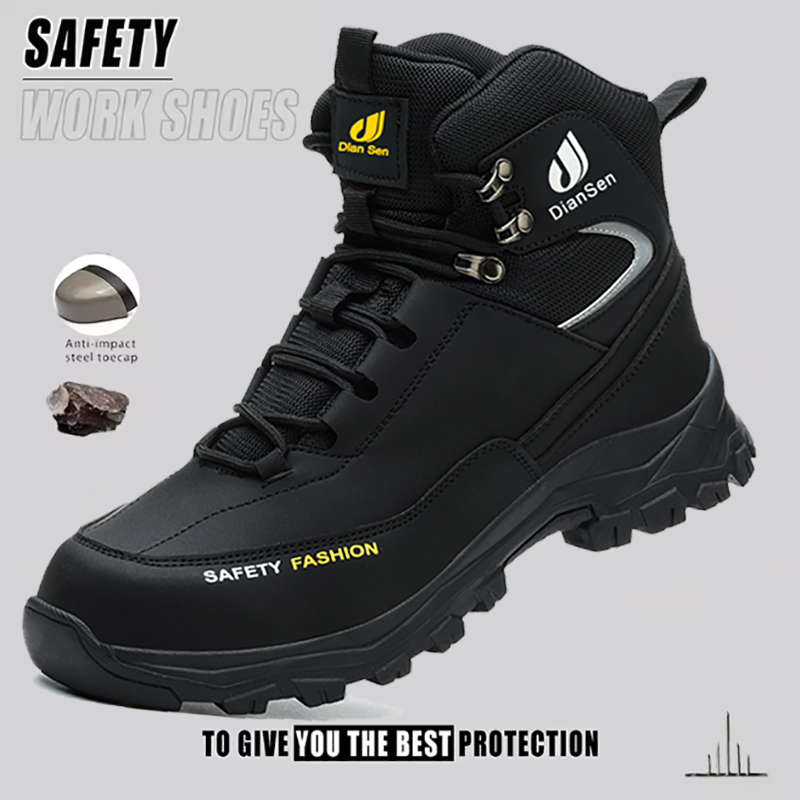 Hiking Boot Waterproof - メンズ作業靴スチールトゥブーツ抗穿刺アンチスマッシュ安全靴防水ハイキングブーツ破壊不可能な保護靴