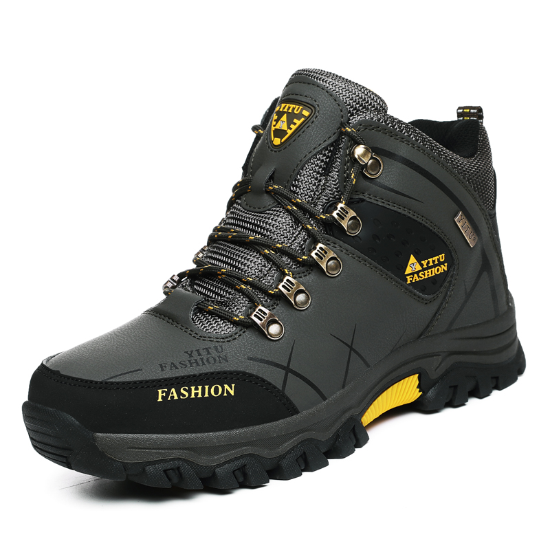 Hiking Boot Waterproof - ブランドメンズウィンタースノーブーツ 防水レザースニーカー 超暖かいメンズブーツ アウトドア男性用ハイキングブーツ ワークシューズ サイズ39-47