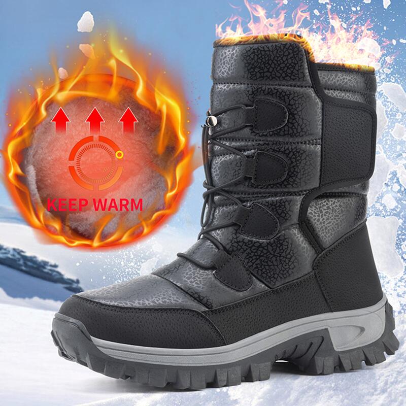 Hiking Boot Waterproof - 新しい暖かい男性豪華なスノーブーツハイトップ冬メンズブーツ防水冬のオートバイブーツ屋外滑り止め男性ハイキングブーツ