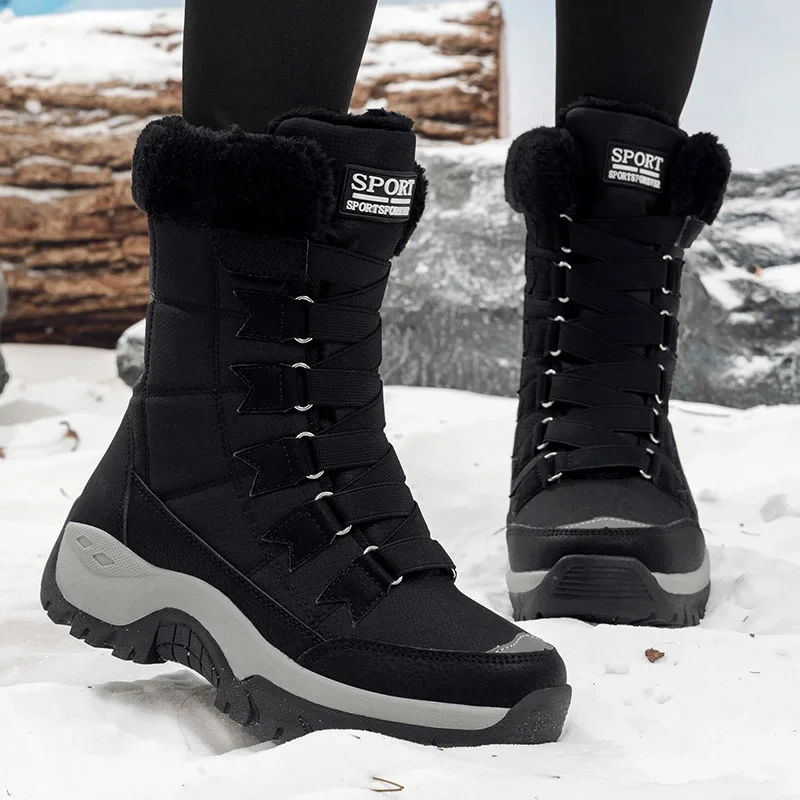 Hiking Boot Waterproof - 新作冬用レディースブーツ 高品質暖かい女性用スノーブーツ 快適なアンクルブーツ アウトドア防水ハイキングブーツ サイズ36-42