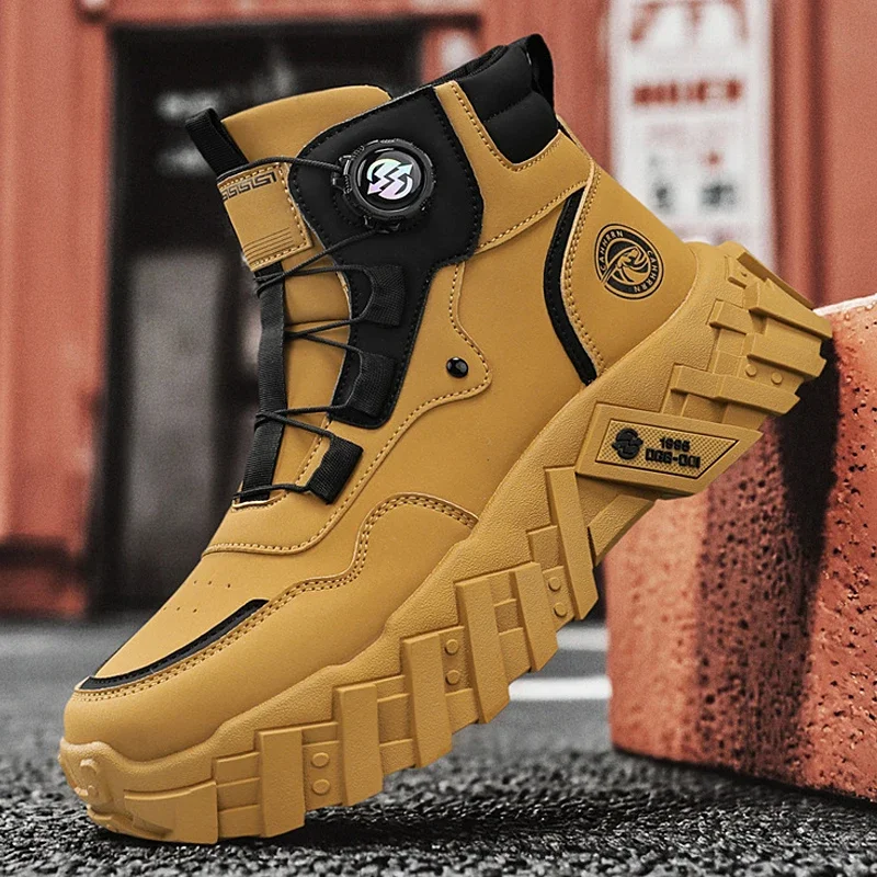 Hiking Boot Waterproof - 男性用アウトドアハイキングシューズ、戦闘用タクティカルブーツ、トレーニング用ストラップ付き、防水ストラップ、通気性、バイク用シューズ、男性用