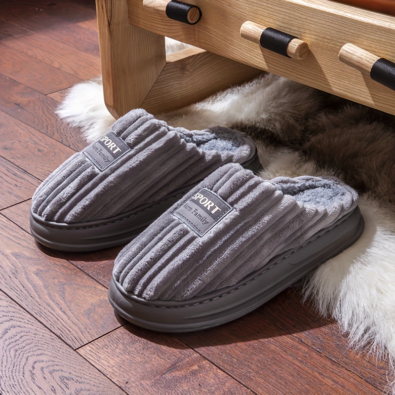 男性冬スリッパプラスサイズ暖かい豪華な室内靴厚い底アンチスリ - Men Shoes Essentials のレビューと価格