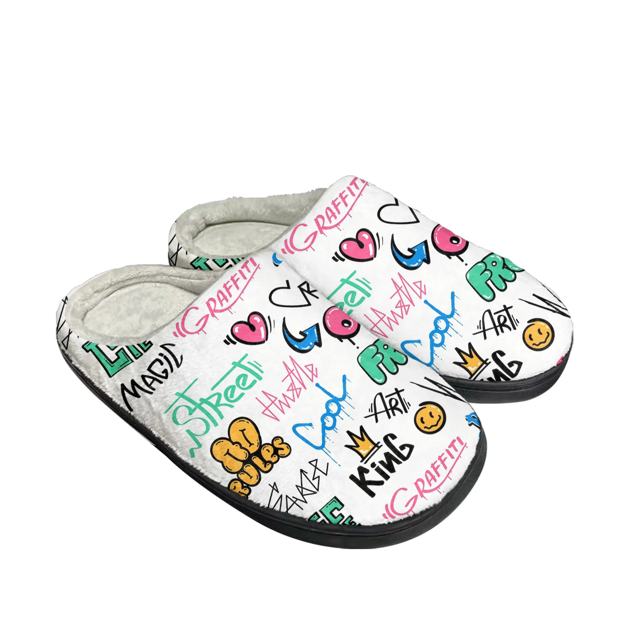 ストリートアート落書きホーム綿スリッパメンズレディースぬいぐ - Men Shoes Winter のレビューと価格