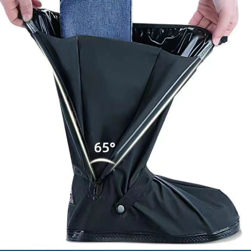 レインブーツシューズカバー ブラック 防水 反射材付き ハイ - Men Shoes China のレビューと価格