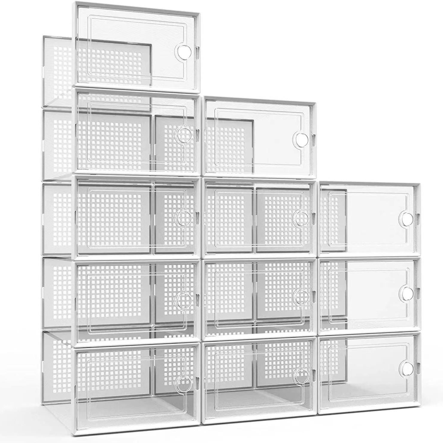 厚みのあるプラスチック透明多層靴箱家庭用収納キャビネット靴ラ - Men Shoes Rack のレビューと価格