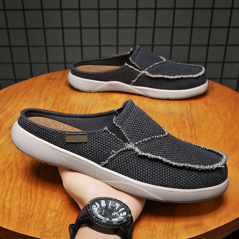 メンズキャンバススリッポンハーフシューズ、ミュールカジュアル - Men Shoes Xxl のレビューと価格